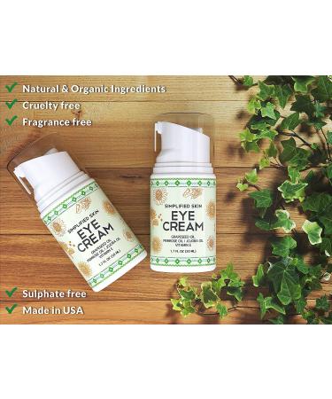 Nourishing Eye Cream for Dark Circles & Puffiness | Organic Jojoba Oil & Vitamin E - Simplified Skin 1.7 oz - Buy Online on GoSupps.com