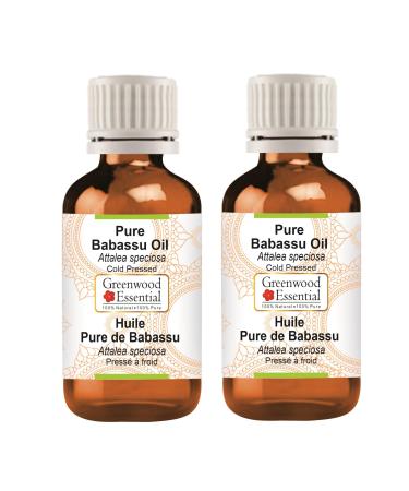 Greenwood Essential Naturreine Babassu oil (Attalea Speciosa) Natural Pure Therapeutic Quality Cold -pressed (Pack of Two) 100ml X 2 (6.76 OZ)