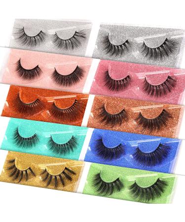 Lanflower 3D Faux Mink False Eyelashes - 10 Natural Look Styles, Pack of 10 Pairs - Buy Online on GoSupps.com