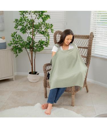 Muslin Nursing Cover for Baby Breastfeeding Soft & Breathable Cotton Breastfeeding Cover for Mom with Rigid Hoop for Mother Nursing Apron by Comfy Cubs (Sage) - Buy Online on GoSupps.com