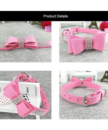 Newtensina Fashion Dog Collar and Lead with Bow Tie Bling Puppy Collar Leash with Bow for Dog - Pink - XS XS Pink - Buy Online on GoSupps.com