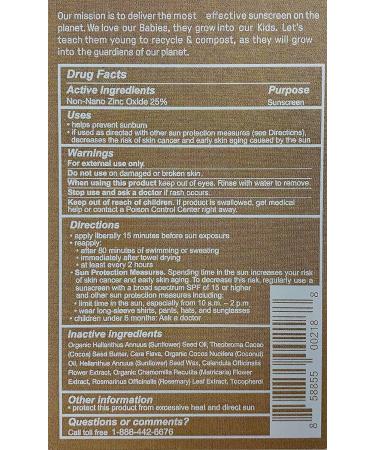 Organic Baby & Kids SPF 30 Sunscreen Zero-Waste Bundle with Lotion Tin & Stick - 3oz & 1oz - Hemp Drawstring Bag Included - Buy Online on GoSupps.com