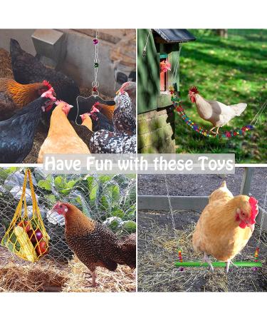 7PCS Chicken Coop Toys Set - Xylophone, Swing, Mirror, Ladder Bridge, Vegetable String Bag, Fruit Feeder - Multicolor - Buy Online on GoSupps.com