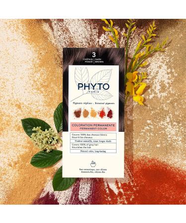 PHYTO Phytocolor Permanent Hair Color - 3 Dark Brown - 100% Grey Coverage - Ammonia-free, PPD-free, Resorcin-free - 0.42 oz - Pack of 1 - Buy Online on GoSupps.com