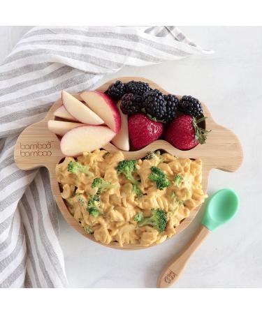 Bamboo Baby Plate with Suction Cup for Baby-Led Weaning - Non-Toxic and Cool to The Touch (Lamb Orange) - Buy Online on GoSupps.com