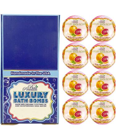Bela Premium Bath Bombs Pink Grapefruit with Shea Butter & Coconut Oil 4.5 oz - Set of 8 - Buy Online on GoSupps.com