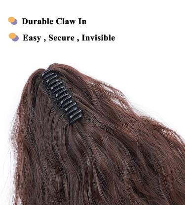 24 Inch Claw On Ponytail Extensions Soft Curly Ponytail Hair Extension Corn Wave Tails Hairpieces Synthetic For Women Ladies Medium Brown - Buy Online on GoSupps.com