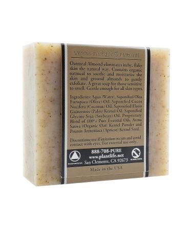 Plantlife Oatmeal Almond Bar Soap - Moisturizing & Soothing - Hand Crafted with Plant-Based Ingredients - Made in California - 4oz Bar - Buy Online on GoSupps.com