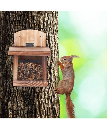 Relaxdays Squirrel Feeder - FSC-Certified Natural Wood, Folding Roof, Ventilation Holes - Hanging Feeding Station - Buy Online on GoSupps.com