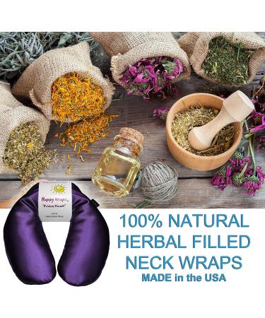 Happy Wraps Microwavable Herbal Neck Wrap - Hot Cold Aromatherapy Pillow for Migraines, Stress Relief - Amethyst + Free Sleep Mask | Perfect Gifts for Women, Birthdays, Christmas - Buy Online on GoSupps.com
