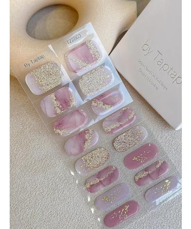 Rose Quartz Semi Cured Gel Nail Strips - Pink Purple Marble Gold Glitter - Buy Online on GoSupps.com