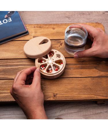 Weekly Pill Box Organizer | 7 Day Portable Pill Case | Cute Wood Design for Medicine & Vitamins | Travel-Friendly Magnetic Pill Organizer - Buy Online on GoSupps.com