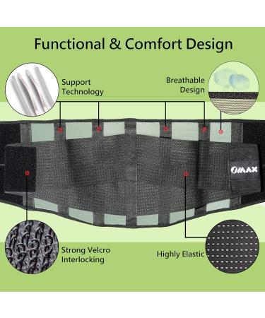OMAX Lumbar Back Brace - Adjustable Support Belt for Immediate Pain Relief - Breathable Mesh Design - for Men and Women - Black Large - Buy Online on GoSupps.com
