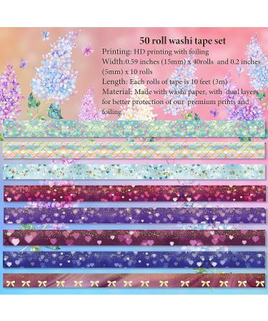 Gold Foil Flower Washi Tape Set - 50 Rolls Decorative Adhesive Tape for Scrapbooking and Journaling - Buy Online on GoSupps.com