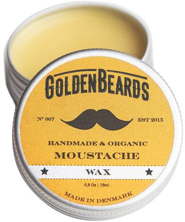 Golden Beards Organic Moustache Wax 15ml - 100% Natural | Jojoba, Argan & Apricot Oil - Handmade Grooming Product - Buy Online on GoSupps.com