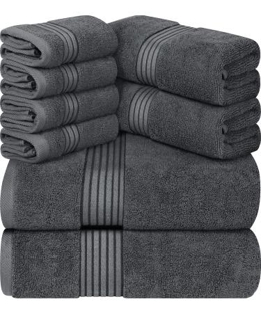 Utopia Towels 8-Piece Luxury Towel Set, 2 Bath Towels, 2 Hand Towels, and 4  Wash Cloths, 600 GSM 100% Ring Spun Cotton Highly Absorbent Viscose Stripe