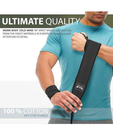 WARM BODY COLD MIND Premium Cotton Wrist Wraps for Crossfit & Weightlifting - Black 30 - Buy Online on GoSupps.com