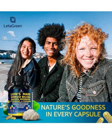 Organic Lions Mane Supplement Capsules - 120 Real Mushrooms Lion's Mane Capsules with Ginkgo Biloba Herb Bacopa Monnieri L Theanine L Tyrosine - Mushroom Complex for Daily Wellness 120 Count (Pack of 1) - Buy Online on GoSupps.com