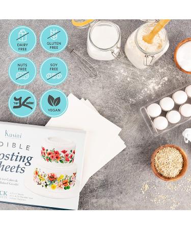 Kusini Edible Paper  24 Frosting Sheets in Resealable Packaging  Kosher Certified And Vegan-Friendly  8.5 x 11 White Icing Sheets for Cakes Printable - Buy Online on GoSupps.com