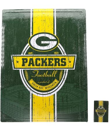 NFL Metal Sign for Sports Fans 16" x 12" Bonus Magnet Green Bay Packers