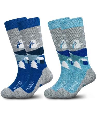 Merino Wool Ski Socks Kids, Knee-high Warm Thermal Snowboard Skating Socks for Boys Girls Toddler Grey Blue (2 Pairs) Small - Buy Online on GoSupps.com