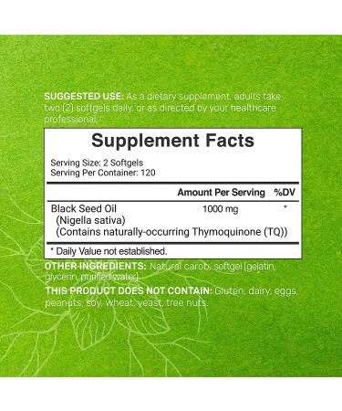Black Seed Oil 1000mg - 240 Softgels | Cold-Pressed Nigella Sativa | 4 Months Supply | Natural Thymoquinone | Non-GMO | Gluten-Free - Buy Online on GoSupps.com