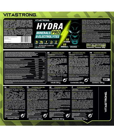 Electrolyte Poudre Vitastrong Hydra Pro 250g Pre Workout avec 5 Min raux 5 Vitamines Rhodiola Rosea Vitamine C Calcium Magn sium Malate Potassium Citrate Vitamine B12 Niacine B3 Go t Orange - Buy Online on GoSupps.com