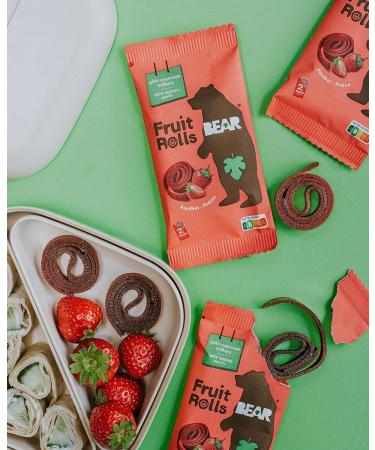 Bear Fruit Roller Strawberry - 100% Natural Ingredients | No Added Sugar | Healthy Snack for Kids & Adults | 18 Bags x 20g | 360g - Buy Online on GoSupps.com