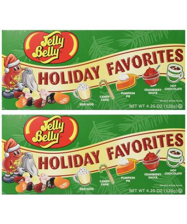 (Set/2) Jelly Belly Christmas Holiday Favorite Flavored Candy Beans Gift Box 4.24 Ounce (Pack of 2)
