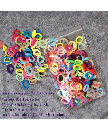300pcs 1 inch High Elastic Hair Ties for Infants & Toddlers - Seamless & Creaseless Soft Mini Hair Ties in 18 Colors, Gentle on Babies & Girls' Hair - Buy Online on GoSupps.com