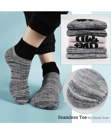 +MD Women's Bamboo Diabetic Ankle Socks - 6 Pairs Grey | Non-Binding, Seamless Toe, Cushion Sole | Size 10-13 - Buy Online on GoSupps.com