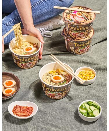 Nongshim Tonkotsu Ramen with Kuromayu Noodle Big Bowl 3.56 oz (Pack of 6) - Authentic Japanese Flavor in Every Bite! - Buy Online on GoSupps.com
