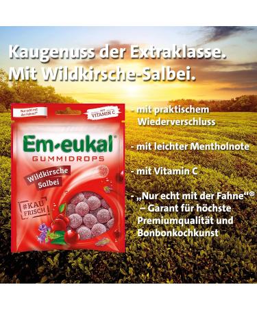 Em-eukal Gummidrops Wild Cherry-Sage - 90g Pack | Buy Online for International Shipping - Buy Online on GoSupps.com