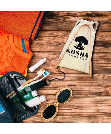 Kosha Ayurveda Copper Tongue Scraper: Surgical Cleaner for Oral Hygiene, Bad Breath Relief - Thick Blunt Edges, Flexible Handle - Buy Online on GoSupps.com