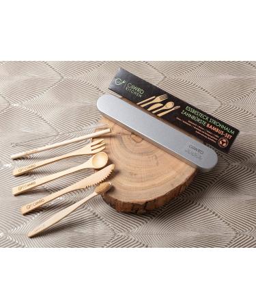 C4wrd Reusable 6-Piece Bamboo Cutlery Set in Metal Tin | Eco-Friendly Travel Utensils for On-the-Go Dining - Buy Online on GoSupps.com
