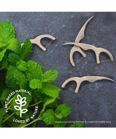 The Humble Co. Plant Based Floss Picks | Fresh Mint | Eco-Friendly Vegan (2 x 50p) - Dentist Approved Oral Care for Plaque Removal and Fresh Breath - Buy Online on GoSupps.com