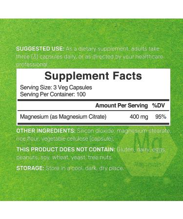400mg Magnesium Citrate | 300 Veg Capsules | Chelated & Easily Absorbed | Muscle, Heart, Digestive Support - Buy Online on GoSupps.com