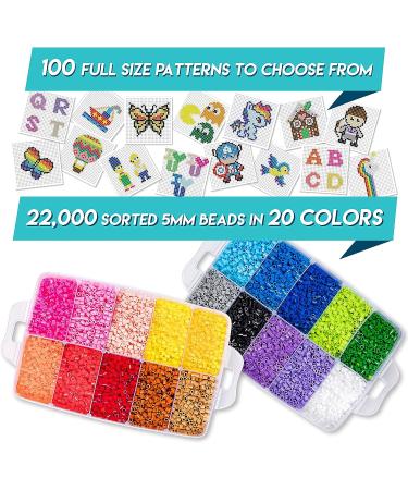 22,000 5mm Fuse Beads Kit with 100 Patterns, Pegboards, Tweezers - Perler Beads Compatible - Craft Beads Set with Storage - 20 Colors - Buy Online on GoSupps.com