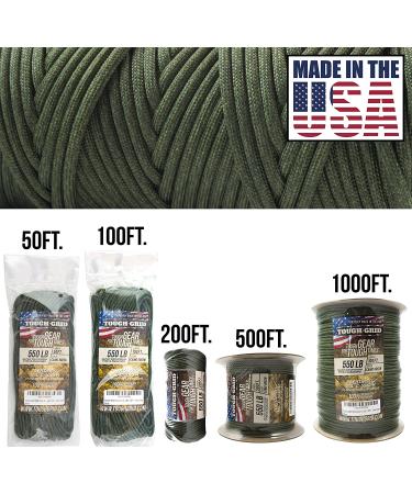 TOUGH-GRID 550lb Paracord - Mil-Spec Type III Parachute Cord in Camo Green 100Ft. - Ideal for Bracelets & Lanyards - Buy Online on GoSupps.com