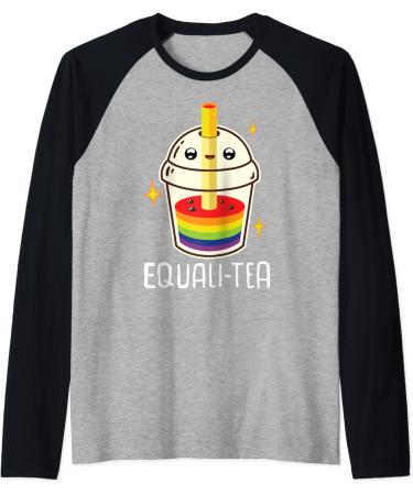Equalitea Bubble Tea Mug Boba Tea Milk Gay LGBT Pride Kawaii Raglan Baseball Tee