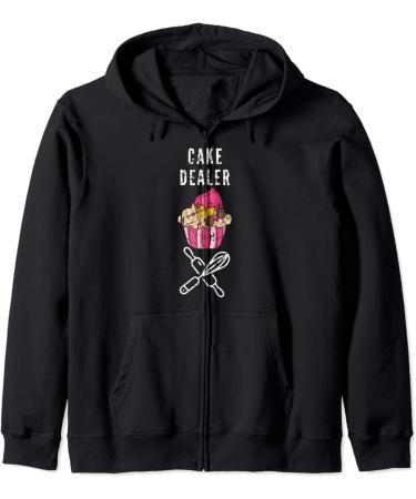 Cake Dealer Funny Baker Pastry Chef Cupcake Design Foodie Zip Hoodie