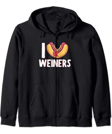 I Love Weiners Sausage Hotdog Bun Ketchup Mustard Mayo Top Zip Hoodie