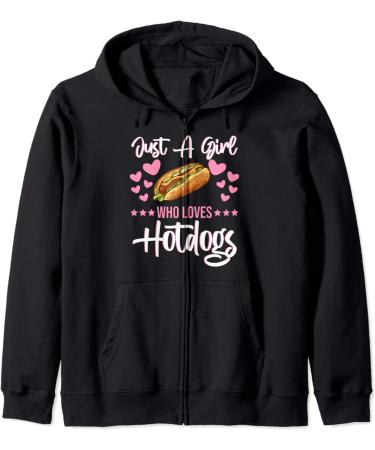 Just A Girl Who Loves Hotdogs Bun Ketchup Mustard Mayo Love Zip Hoodie - Buy Online on GoSupps.com