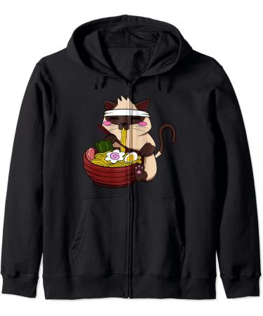 Anime Siamese Ramen Japanese Ramen Life Noodle Zip Hoodie