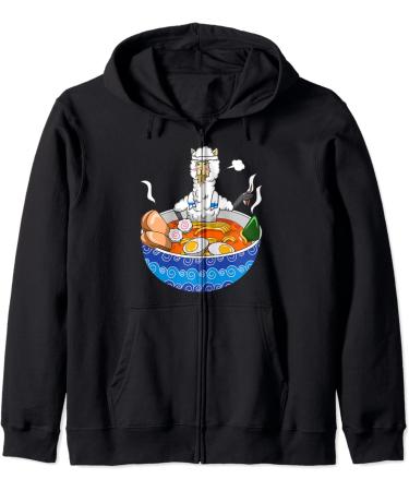 Japanese Kawaii Llamen Ramen Noodle Chillin Bowl Zip Hoodie - Buy Online on GoSupps.com