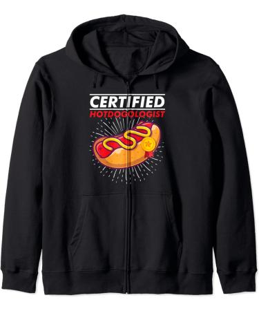 Certified Hotdogologist Award Hotdog Ketchup Mustard Mayo Zip Hoodie - Buy Online on GoSupps.com