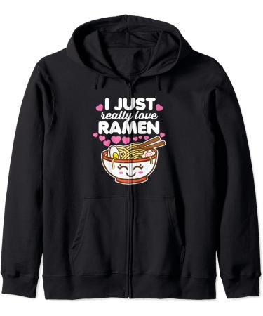 I Just Really Love Ramen Cute Kawaii Asian Noodles Dark Zip Hoodie