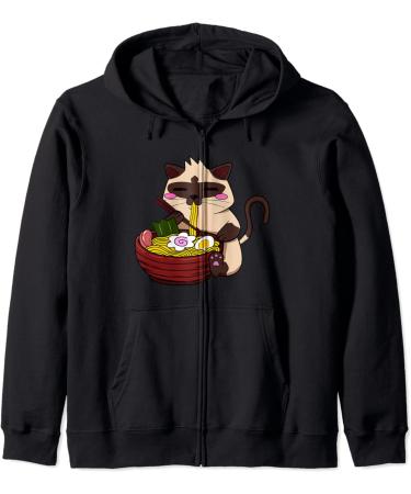 Siamese Cat Ramen Japanese Ramen Life Noodle Zip Hoodie