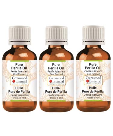 Greenwood Essential Pure Perilla Oil (Perilla frutescens) Cold Pressed (Pack of Three) 100ml X 3 (10 oz)