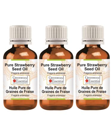 Greenwood essential natural strawberry seed oil (fragaria ananassa) natural therapeutic quality (pack with three) 100ml x 3 (10 oz)